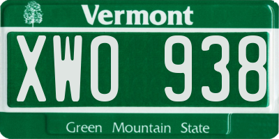 VT license plate XWO938