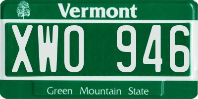VT license plate XWO946