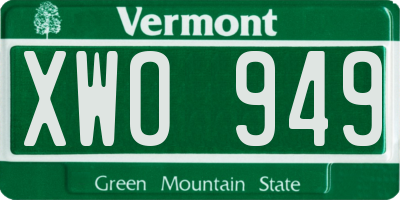 VT license plate XWO949