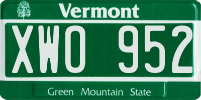 VT license plate XWO952