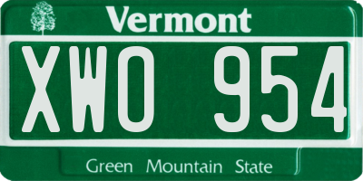 VT license plate XWO954