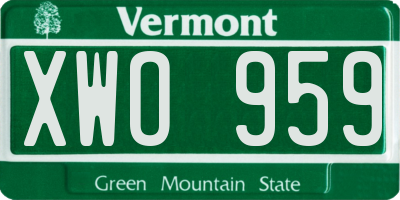 VT license plate XWO959