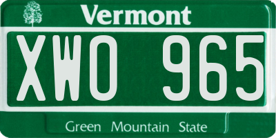 VT license plate XWO965