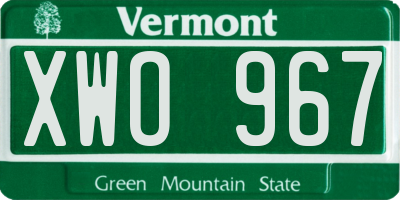 VT license plate XWO967