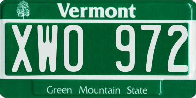 VT license plate XWO972