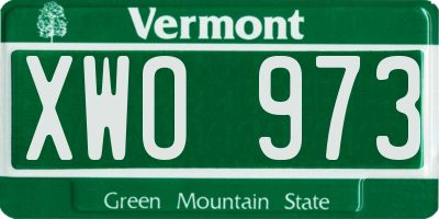 VT license plate XWO973