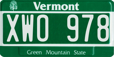 VT license plate XWO978