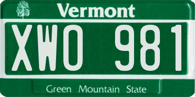 VT license plate XWO981