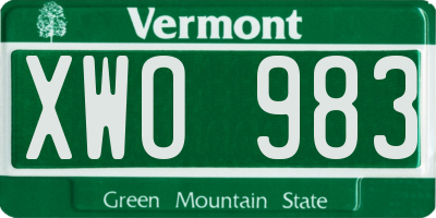 VT license plate XWO983