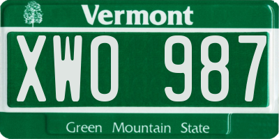 VT license plate XWO987