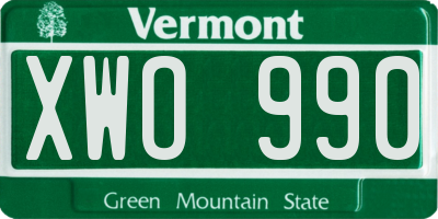 VT license plate XWO990