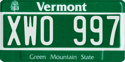 VT license plate XWO997