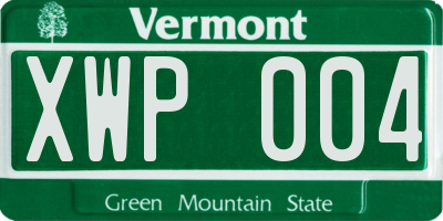 VT license plate XWP004