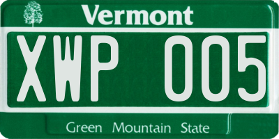 VT license plate XWP005