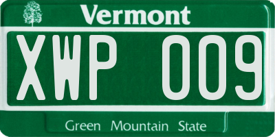 VT license plate XWP009