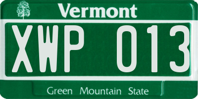 VT license plate XWP013