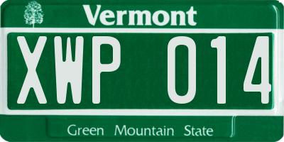 VT license plate XWP014
