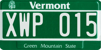 VT license plate XWP015