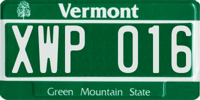 VT license plate XWP016