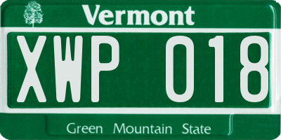 VT license plate XWP018