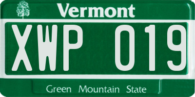 VT license plate XWP019