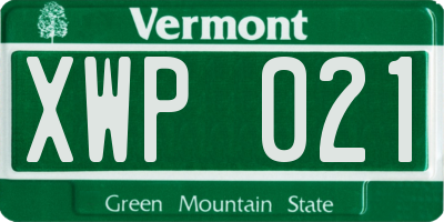 VT license plate XWP021