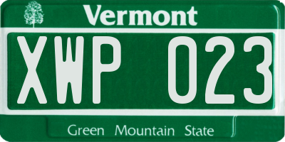 VT license plate XWP023