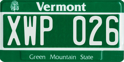 VT license plate XWP026
