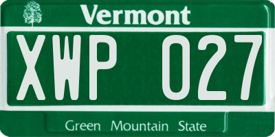 VT license plate XWP027