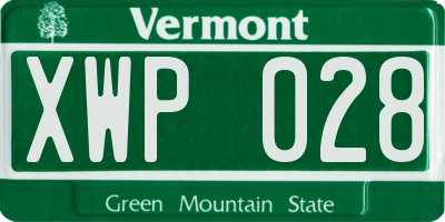 VT license plate XWP028