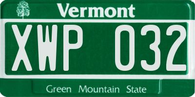 VT license plate XWP032