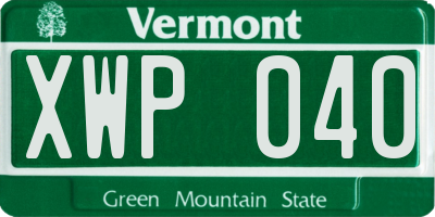 VT license plate XWP040