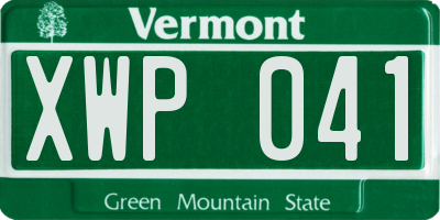 VT license plate XWP041