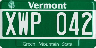 VT license plate XWP042