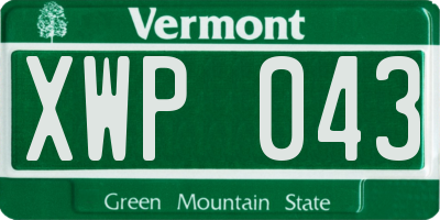 VT license plate XWP043