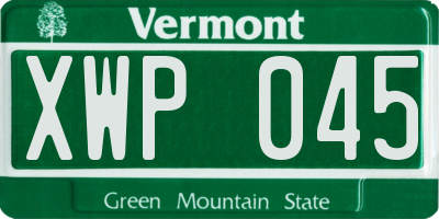 VT license plate XWP045