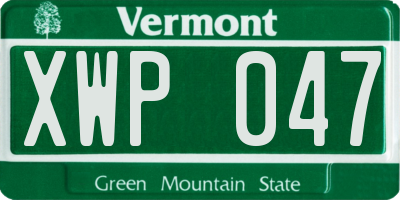 VT license plate XWP047