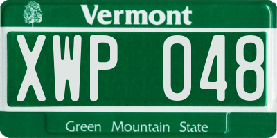 VT license plate XWP048
