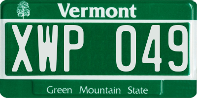 VT license plate XWP049
