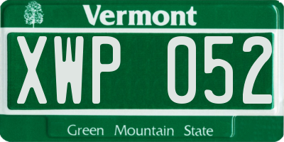 VT license plate XWP052