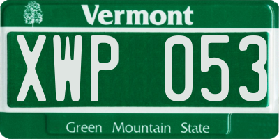 VT license plate XWP053