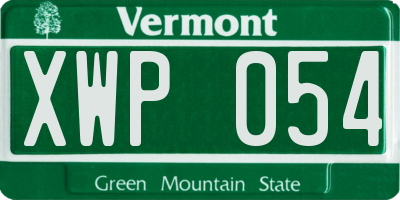 VT license plate XWP054