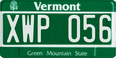 VT license plate XWP056