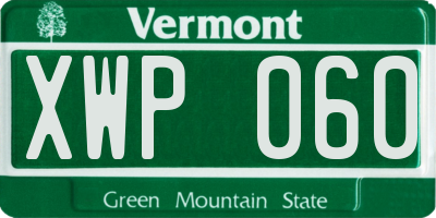 VT license plate XWP060