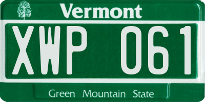 VT license plate XWP061