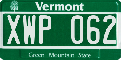 VT license plate XWP062
