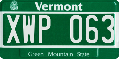 VT license plate XWP063