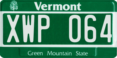 VT license plate XWP064