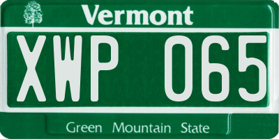 VT license plate XWP065
