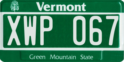 VT license plate XWP067
